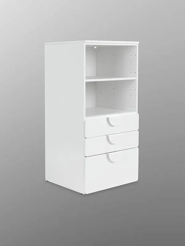Стеллаж Пикси, с тремя выдвижными ящиками 60x57x120, белый (робкий подснежник) | изображение 15