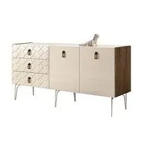 Комод 1.6м Bogemia Woodline Fa (Слоновая кость) (Lakobel/Черный) БМКМ-4