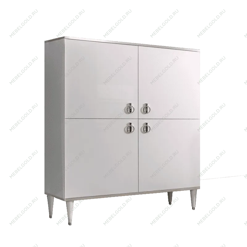 Пенал 4 двери Римини (Белый/Серебро) РМП-3