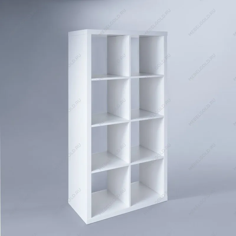 КАЛЛАКС / ФОРА Стеллаж ИКЕА / IKEA 8, прямоуголной формы с двумя рядами ячеек, тамбурат, цвет белый | изображение 1