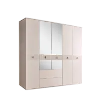 Шкаф 5-ти дверный с зеркалом, с ящиками Римини СОЛО (Слоновая кость/Серебро) РМШ1/51(s)