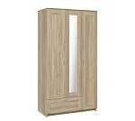 БРИМНЭС / СИРИУС Шкаф трёхдверный ИКЕА / IKEA с одним выдвижным ящиком и зеркалом, Дуб Сонома | изображение 3