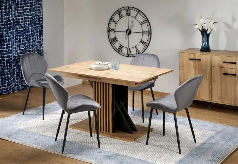 Стол обеденный Halmar FABIANO 135 раскладной (дуб вотан/черный)