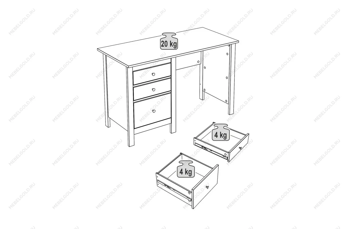 САГА стол письменный 120х56 кашемир/ясень | изображение 3