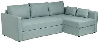 Диван угловой трехместный Вало с длинным подлокотником, мятно-серый, рогожка