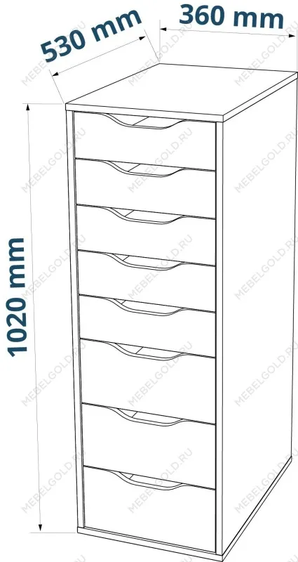 Комод Ингар, 8 ящиков, 36x102x53 см, серо-бирюзовый | изображение 12