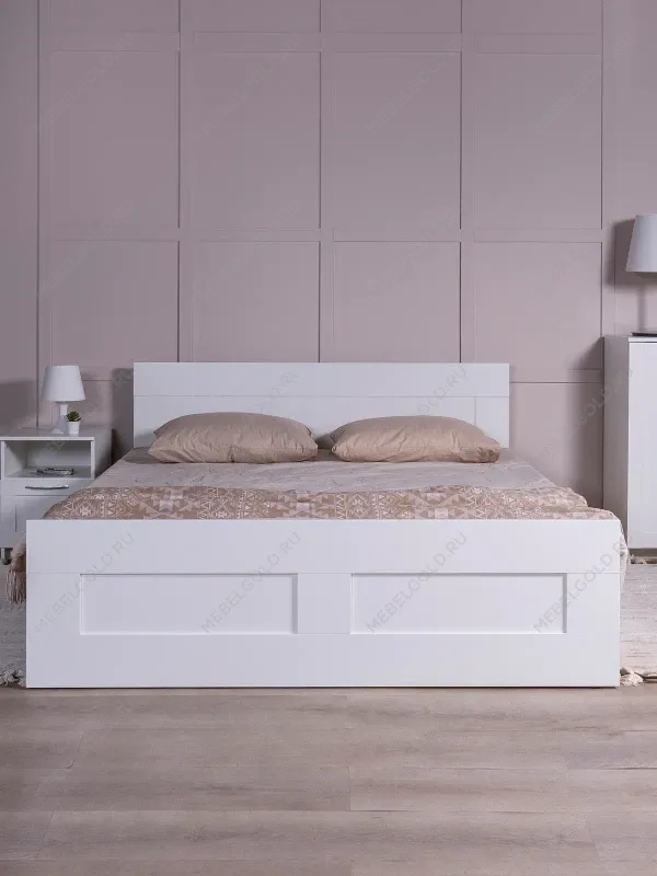 Кровать двуспальная Сириус, 160х200 см, белая | изображение 1