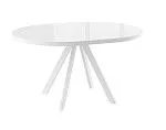 Стол круглый раздвижной со стеклом TRIO-110 (Белый оптивайт/Белый) 110(145) | изображение 1
