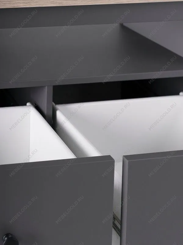 Тумба ТВ Сага, 3 ящика, 131х42х63 см, серая/ясень | изображение 6