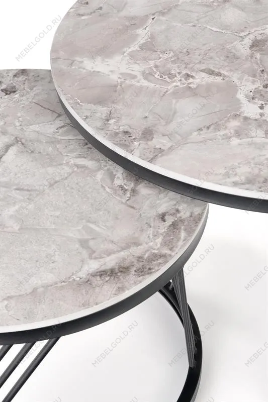 Комплект Halmar FLAMINGO, 2 стола журнальных (серый мрамор/черный) | изображение 6