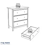 Комод Сага, 3 ящика, 92х100х51 см, серый | изображение 13