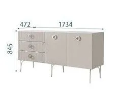 Комод 1.6м Bogemia Fillini (Шелк) (Novabuk/Хром) БМКМ-4(Fi)