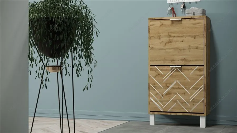 Тумба для обуви Хигс (Дуб вотан/Белый) | изображение 1