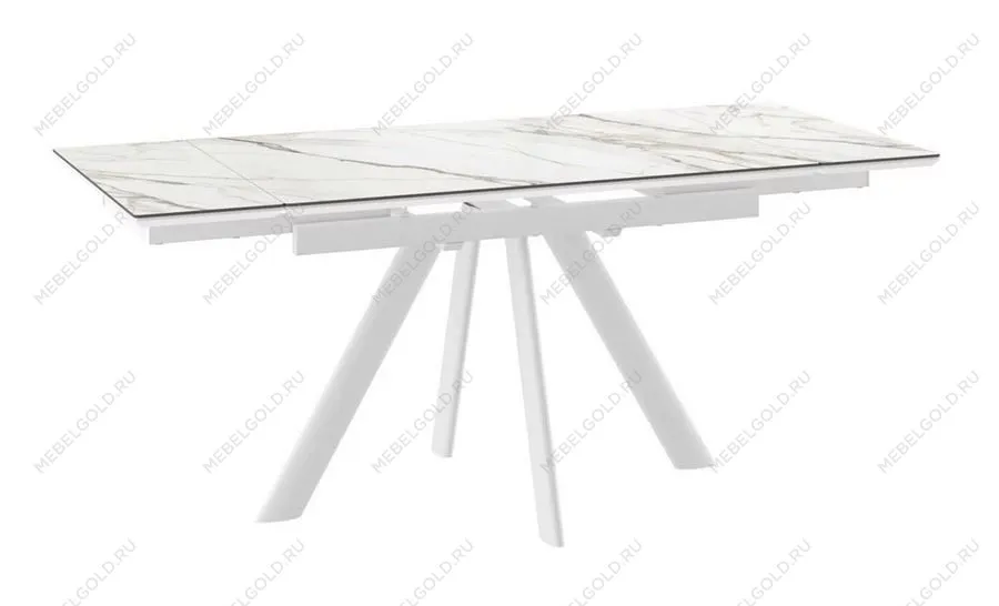 Стол с керамическим покрытием Джейтон-120 (CALAKATTA GOLD ST CER/Белый) 120(30+30)х80 | изображение 1