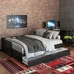 БРИМНЭС / СИРИУС Кровать двуспальная раздвижная ИКЕА / IKEA шириной 80(160) см, Венге | изображение 4
