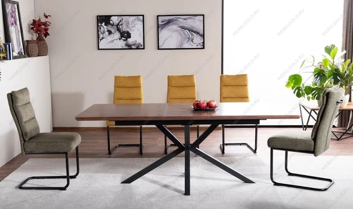 Стол обеденный Signal LOGAN раскладной (орех/черный) | изображение 3