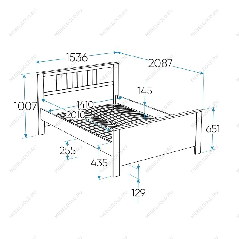 Кровать двуспальная Сага, 140х200 см, серая | изображение 11
