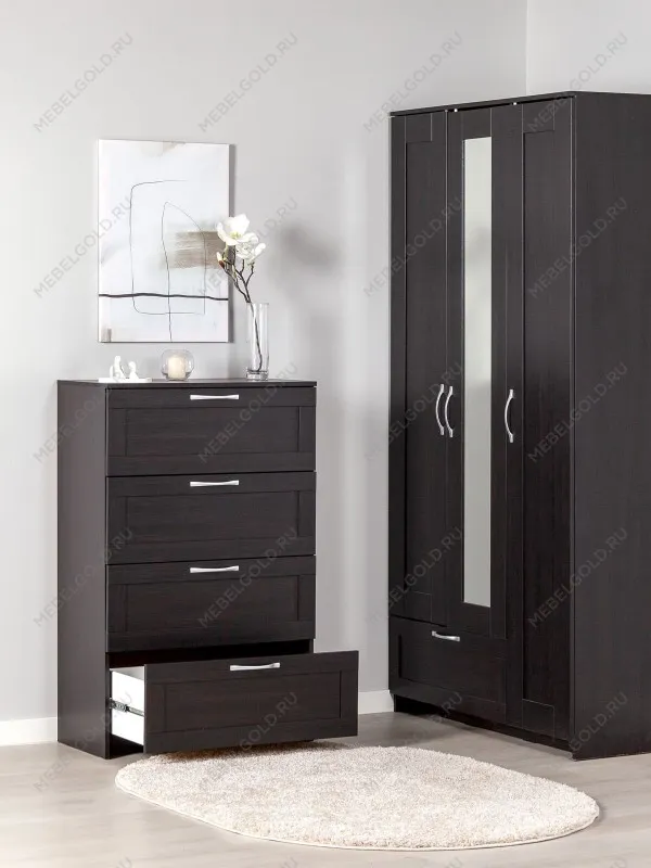 Комод Сириус, 4 ящика, 78х41х123 см, дуб венге, черно-коричневый | изображение 1