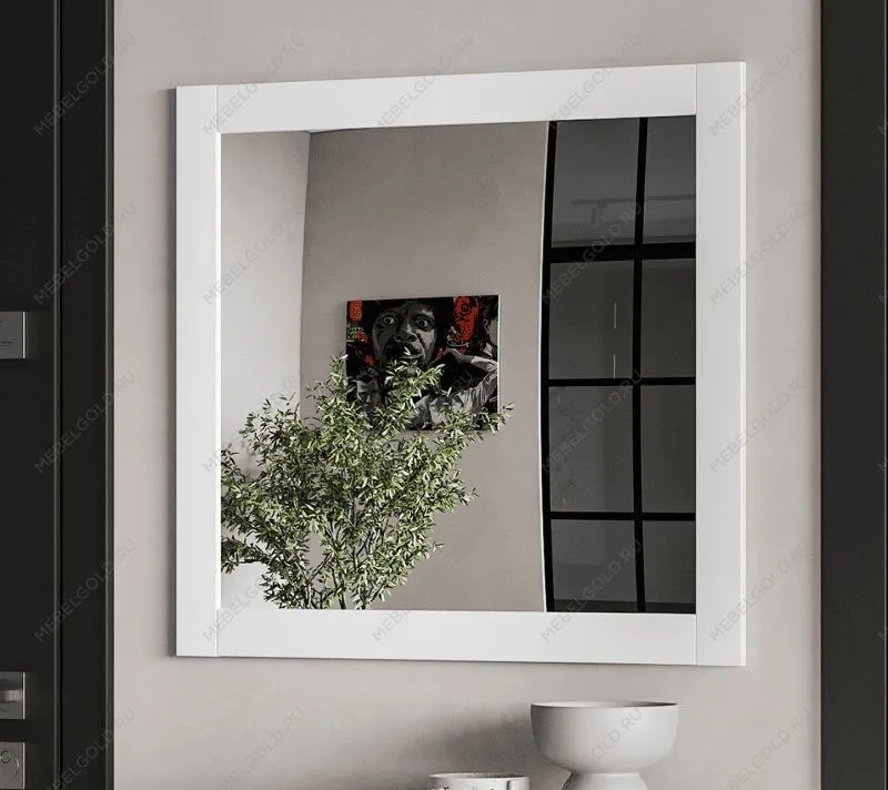 БРИМНЭС / СИРИУС зеркало ИКЕА / IKEA навесное 78х78 белое | изображение 3