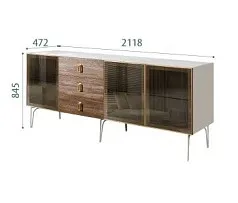 Комод 2.1м Bogemia Wood Fa (Шелк) (Novabuk/Золото) БМКМ-5(Wo)[5]