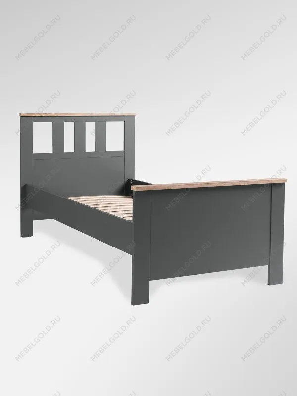 Кровать односпальная Сага, 90х200 см, серая/ясень | изображение 5