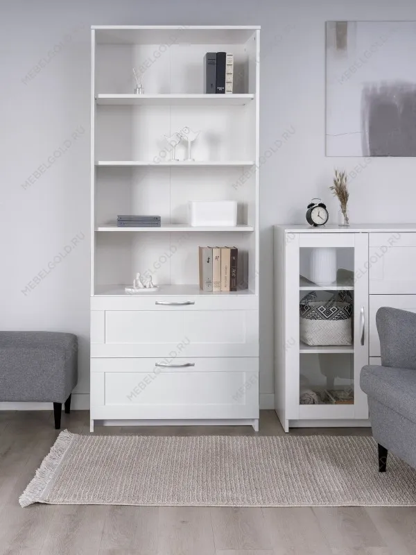 Стеллаж Сириус, 2 ящика, 78х35х190 см, белый | изображение 3