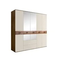 Шкаф 5-ти дверный с зеркалами, с ящиками, Bogemia Woodline Wood Fi (Слоновая кость/Хром) БМШ1/51(Wo)