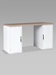 Стол письменный Ингар, с двумя дверцами, 140x75x55, белый, столешница дуб беленый | изображение 6