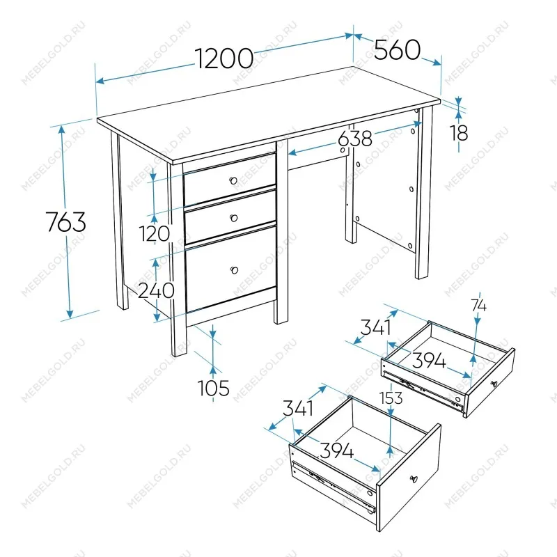 Стол письменный Сага, 120х56, серый/ясень | изображение 12