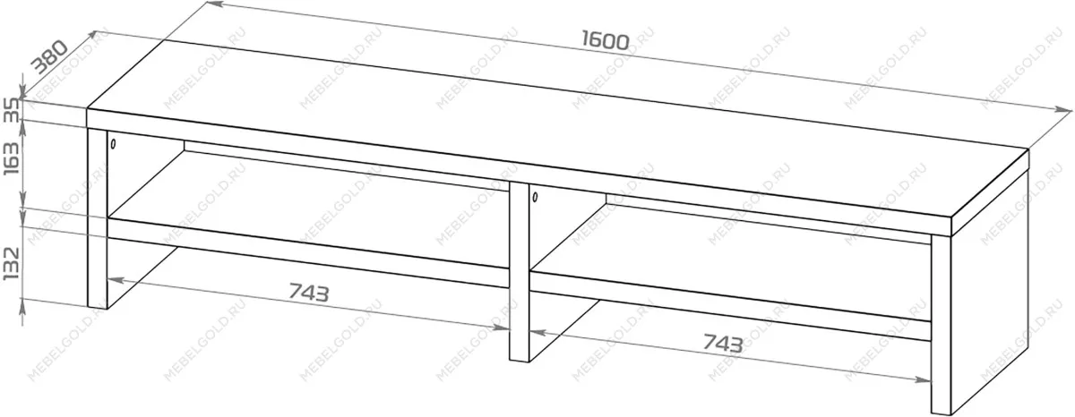 Тумба ТВ Энкель, 2 полки, 160х37x38 см, дуб беленый | изображение 10