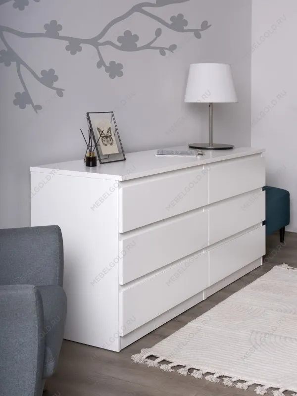 Комод Мальта, 6 ящиков, горизонтальный, с доводчиками, 160х48х76 см, белый | изображение 7
