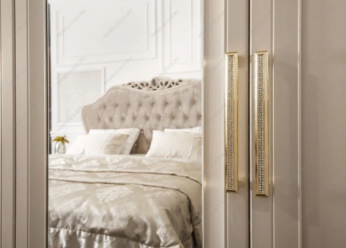 Шкаф Мокко 4-дверный с зеркалом бежевый | изображение 3