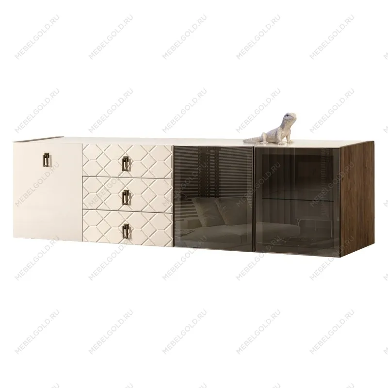 Комод 2.1м Bogemia Woodline Fly Fa (Слоновая кость) (Lakobel/Черный) БМКМ-5[5][10]