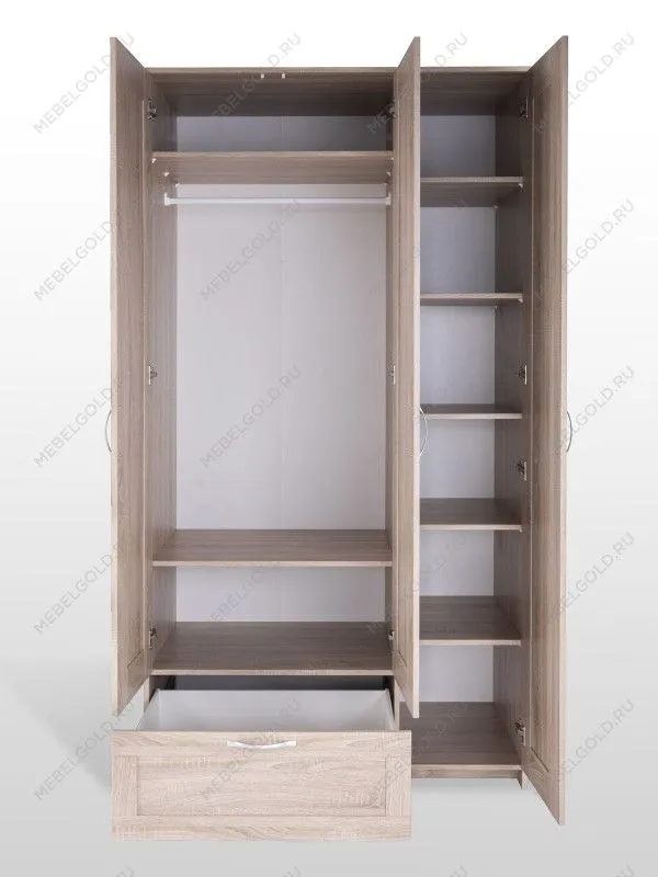 Шкаф Сириус, 3 двери и 1 ящик с зеркалом, 117х59х220 см, дуб сонома | изображение 11