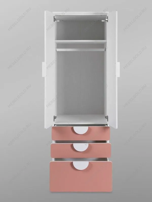 Шкаф распашной Пикси, с двумя дверьми, тремя выдвижными ящиками и полкой 60x57x180, мечтательный пион | изображение 14