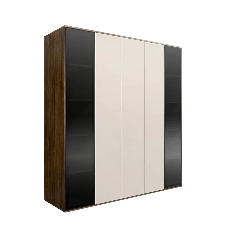 Шкаф 5-ти дв. Bogemia Woodline Air (Слоновая кость/Черный) БМШ2/5(2)