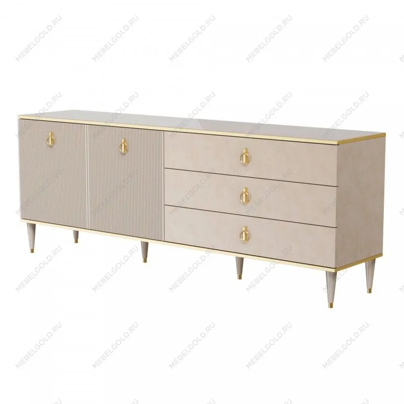 Комод для гостиной 2.1м Римини СОЛО (Латте/Золото) РМКМ-5(s)
