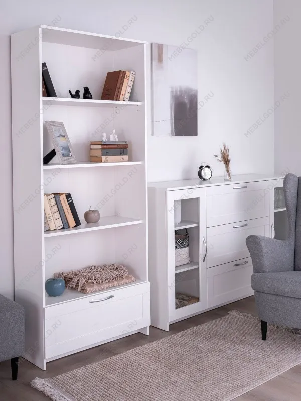 Стеллаж Сириус, 1 ящик, 78х35х190 см, белый | изображение 1