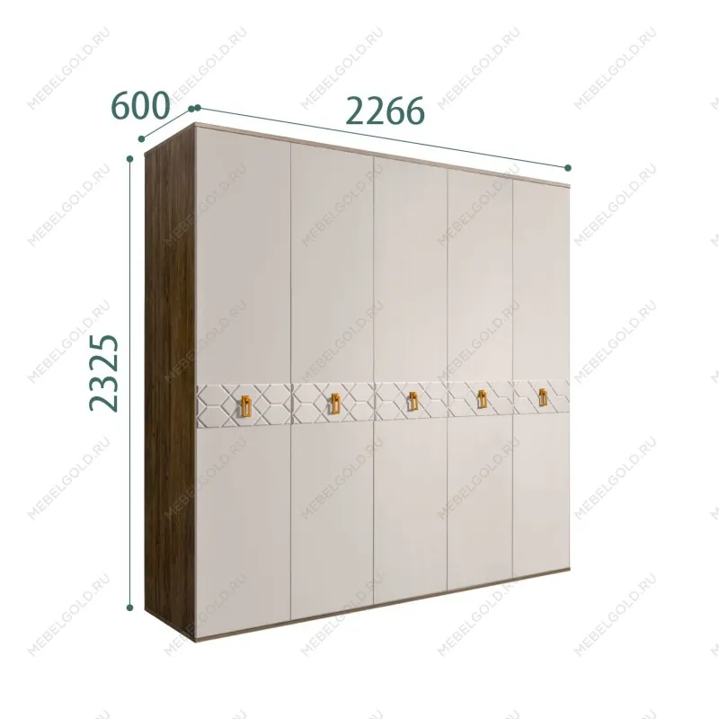 Шкаф 5-ти дв. Bogemia Woodline Fa (Шелк/Золото) БМШ2/5(Fa)