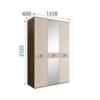 Шкаф 3-х дверный с зеркалом Bogemia Woodline Fi (Ваниль/Хром) БМШ1/3