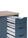 Стол письменный Ингар, 10 ящиков, 140х75х55 см, серо-бирюзовый, столешница дуб беленый | изображение 14