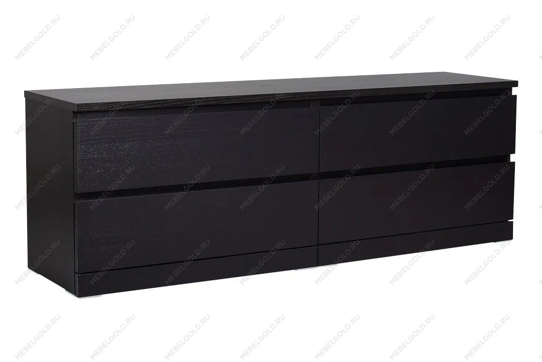 Комод Варма, 4 ящика, горизонтальный, 160х54х40 см, шпон натурального дерева, ясень черный