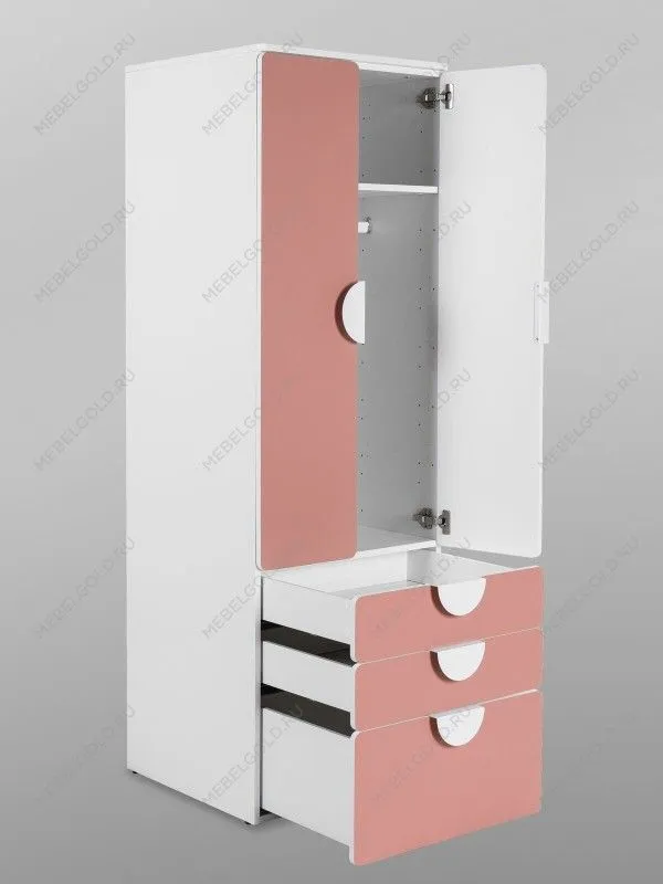 Шкаф распашной Пикси, с двумя дверьми, тремя выдвижными ящиками и полкой 60x57x180, мечтательный пион | изображение 13