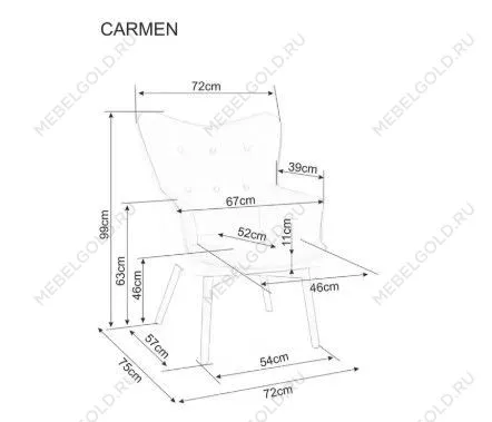 Кресло Signal CARMEN Raven 15 (серый/черный мат) | изображение 3