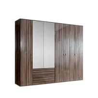 Шкаф 6-ти дверный с зеркалом, с ящиками Римини (Орех империя/Золото) РМШ1/61