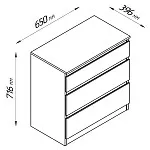 Комод Кастор, 3 ящика, 65х40х71 см, белый | изображение 19