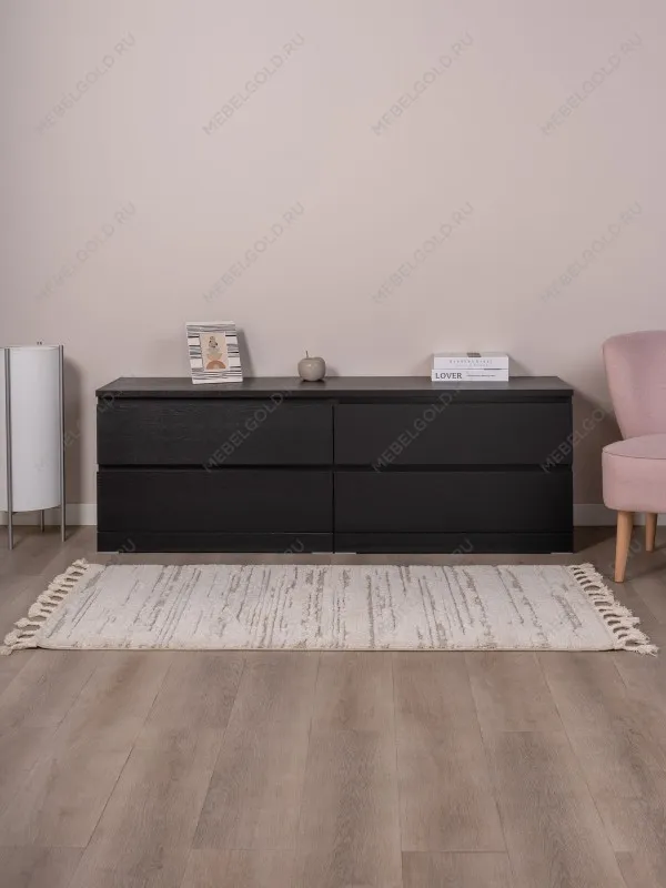 Комод Варма, 4 ящика, горизонтальный, 160х54х40 см, шпон натурального дерева, ясень черный | изображение 2