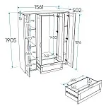 Шкаф Сириус, 4 двери и 1 ящик с зеркалами, 156х50х190 см, дуб сонома | изображение 15