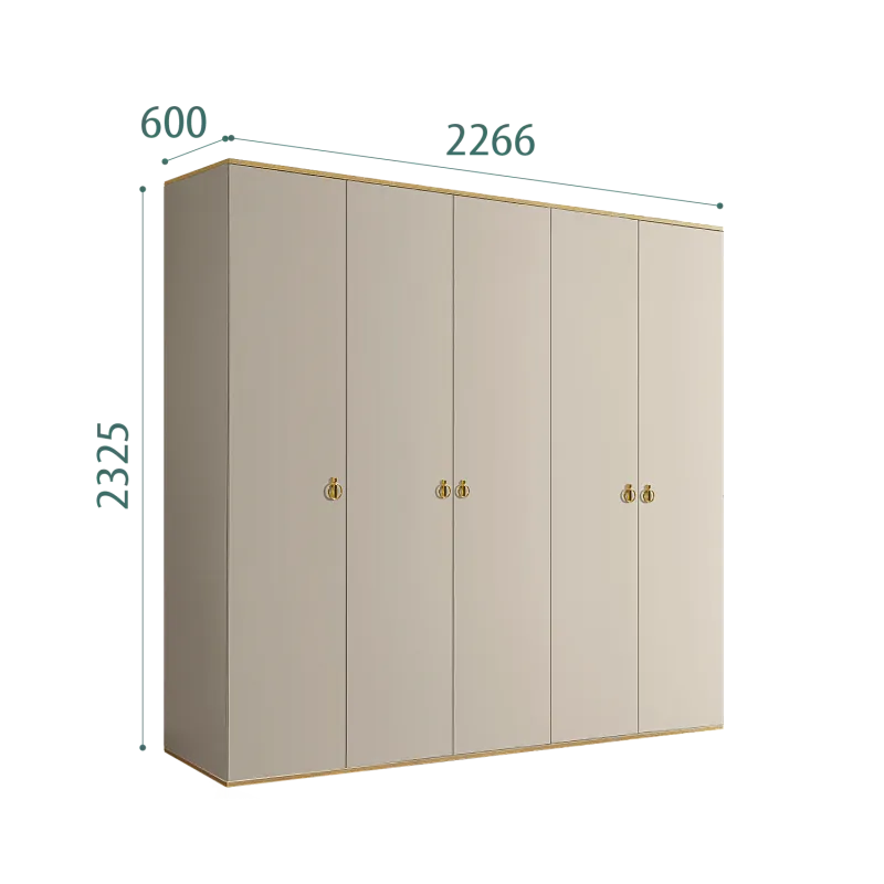 Шкаф 5-ти дверный Римини (Ваниль/Золото) РМШ2/5