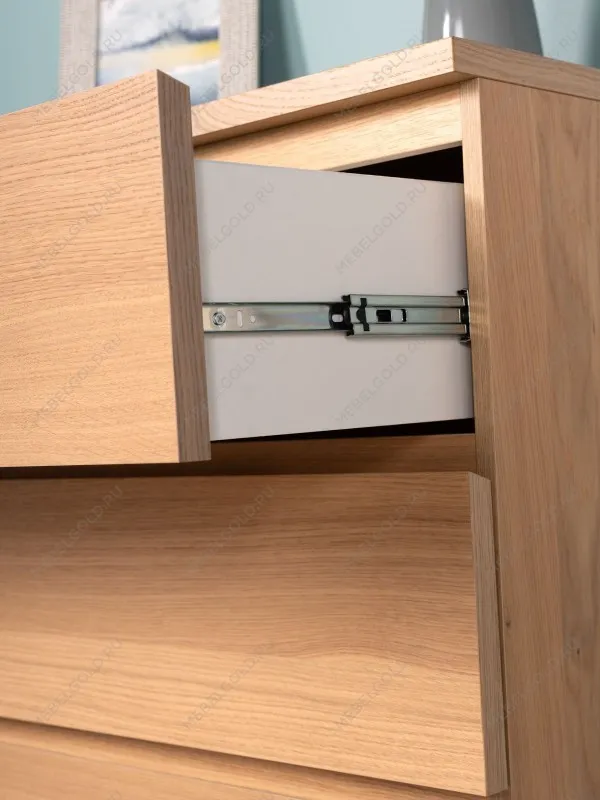 Комод Варма, 4 ящика, 80х100х40 см, шпон натурального дерева, дуб беленый | изображение 5